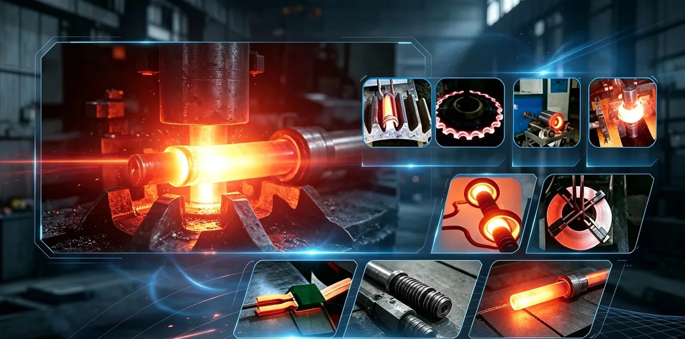 Induction hardening quenching of gear teeth and shafts — induction heating application